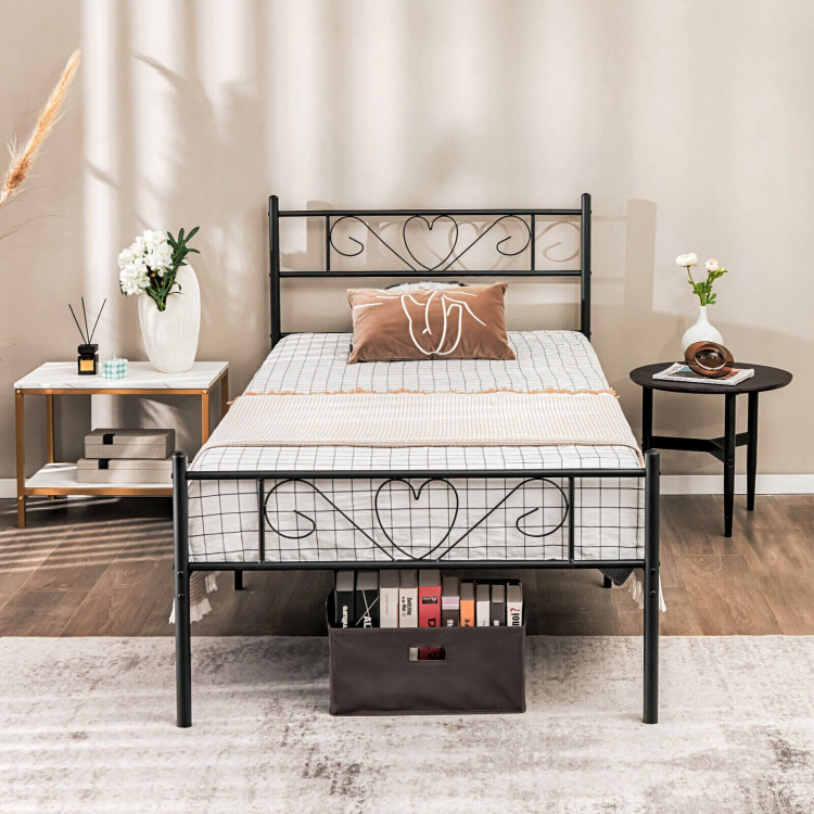 Twin XL Metal Bed Frame with Heart-shaped HeadboardCostway Gallery View 7 of 10